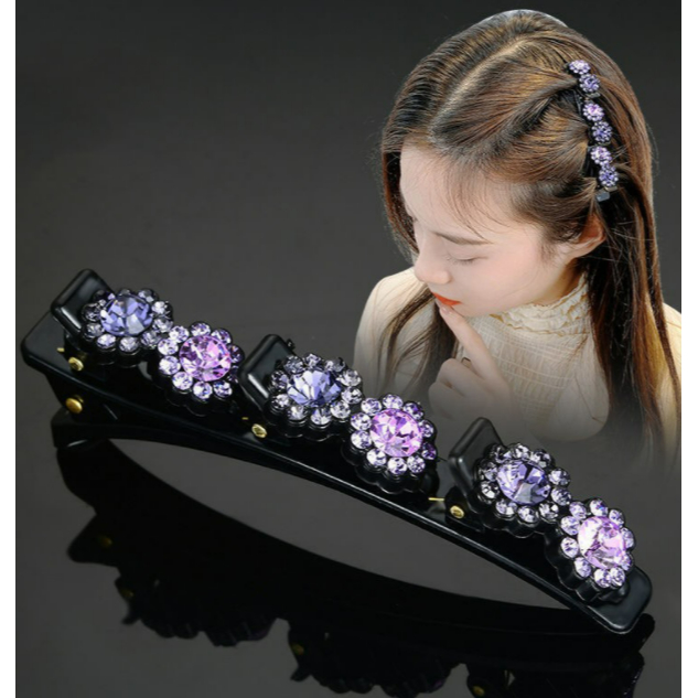Grampo de cabelo trança lateral/grampo de cabelo feminino dupla camada grampo de cabelo/grampo de bico de pato de strass em Oferta na Shopee