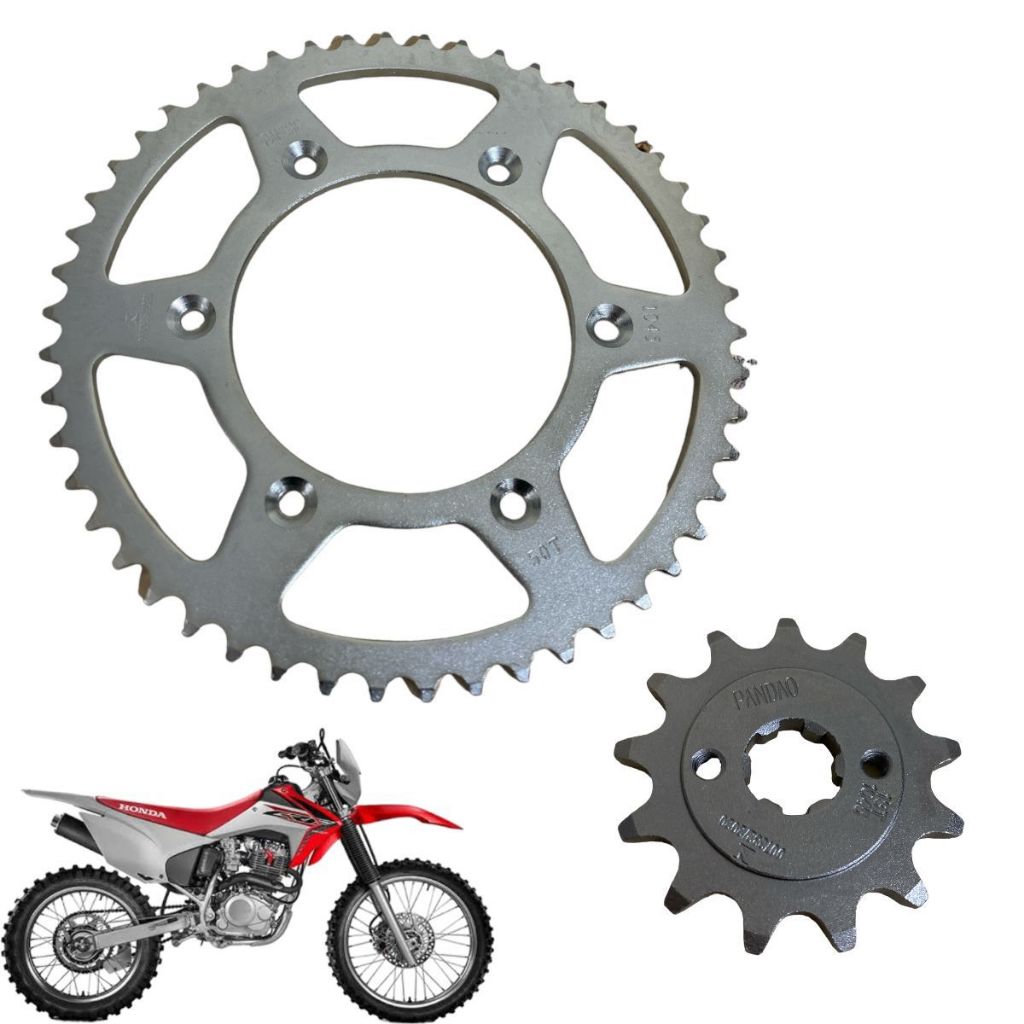 Kit Coroa + Pinhão Honda CRF 230 Trilha Aço 1045