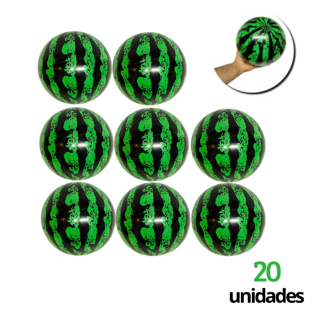 Kit 20 Bolas Melancia de Vinil com Bomba de Bola