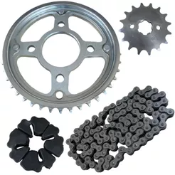 Kit Relação Transmissão Coroa Corrente Pinhão + Coxim Cg Titan Fan 150/160 Todas Aço 1045