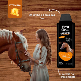 Shampoo e Condicionador para Crescer Cabelos Pelos Cavalos Equinos com Vitamina A 700mL - Pet Clean