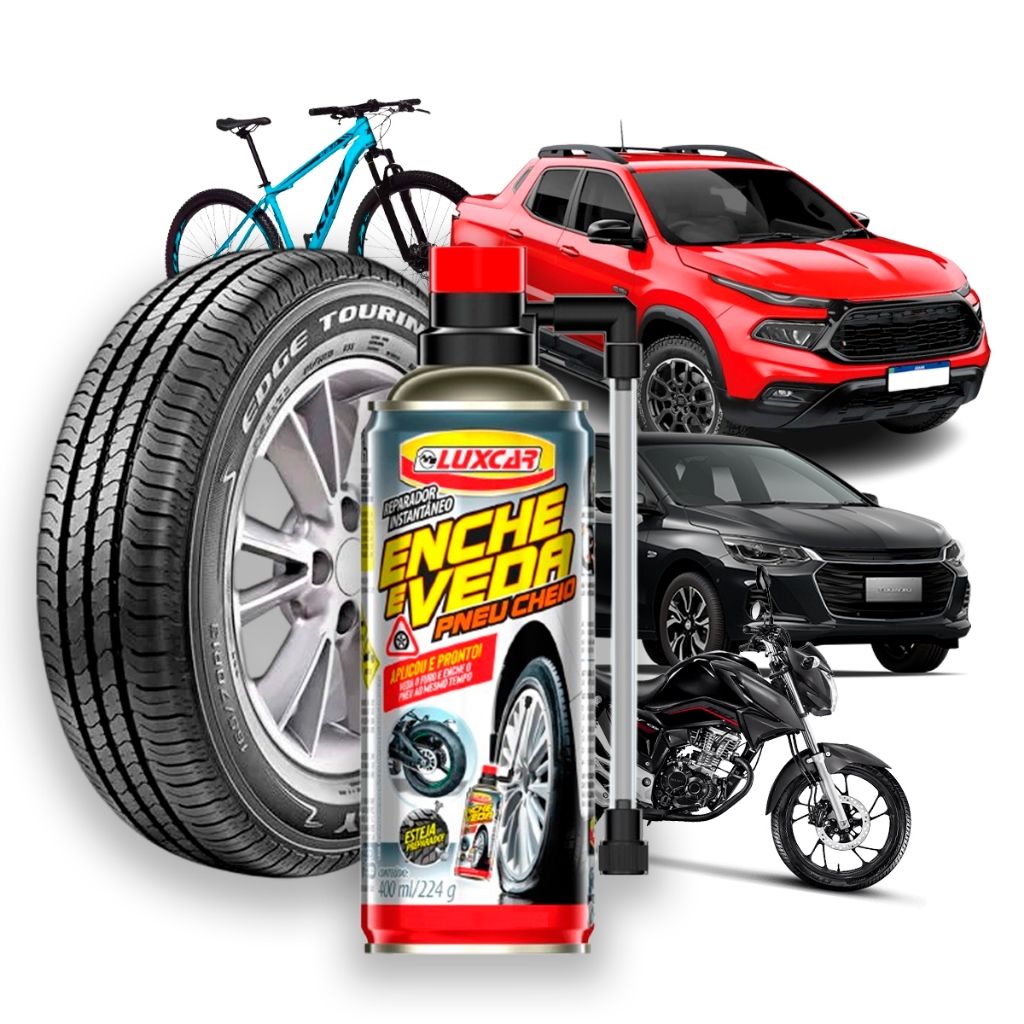 Selante Reparador Instantâneo Enche e Veda Pneu Cheio 400ml Luxcar em Oferta na Shopee