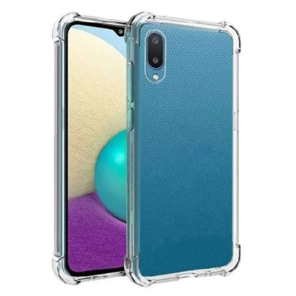 Capa para Samsung Galaxy A02 Tela 6.5 + Película Vidro 3D Capinha Transparente Bordas Impacto Antishock