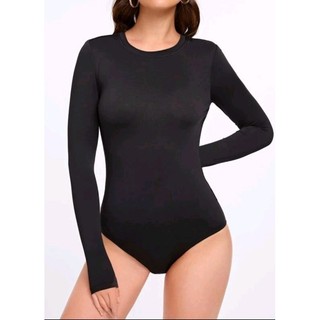 BODY FEMININO MANGA LONGA PRETO SUPLEX