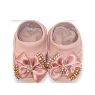 Sapatinho Bebê e Infantil Tipo Pantufa Meia Menina Decorado 1 par Laço Luxo em Oferta na Shopee
