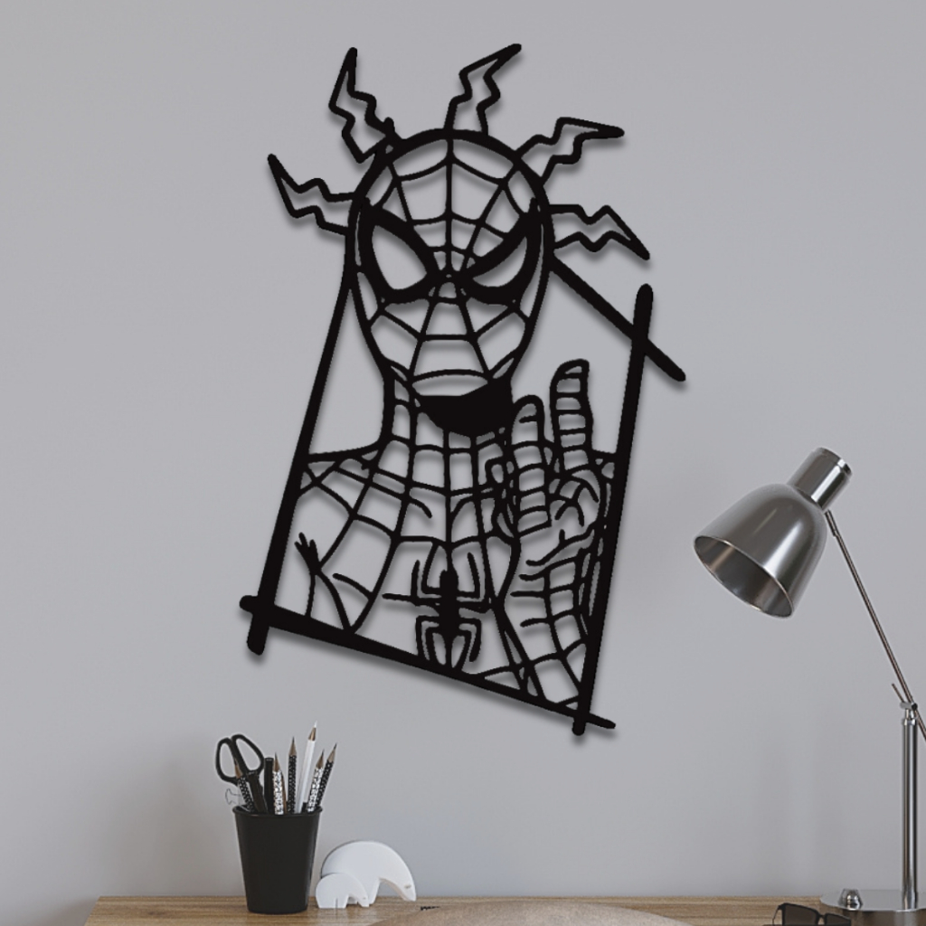 Quadro Decorativo Vazado Homem Aranha Em Mdf 3mm Preto em Oferta na Shopee