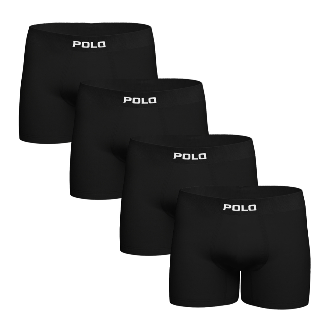 Kit 4 Cuecas Polo 781 Algodão Boxer Sem Costura - Preto em Oferta na Shopee
