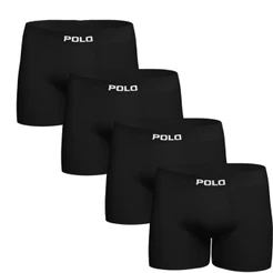 Kit 4 Cuecas Polo 781 Algodão Boxer Sem Costura - Preto