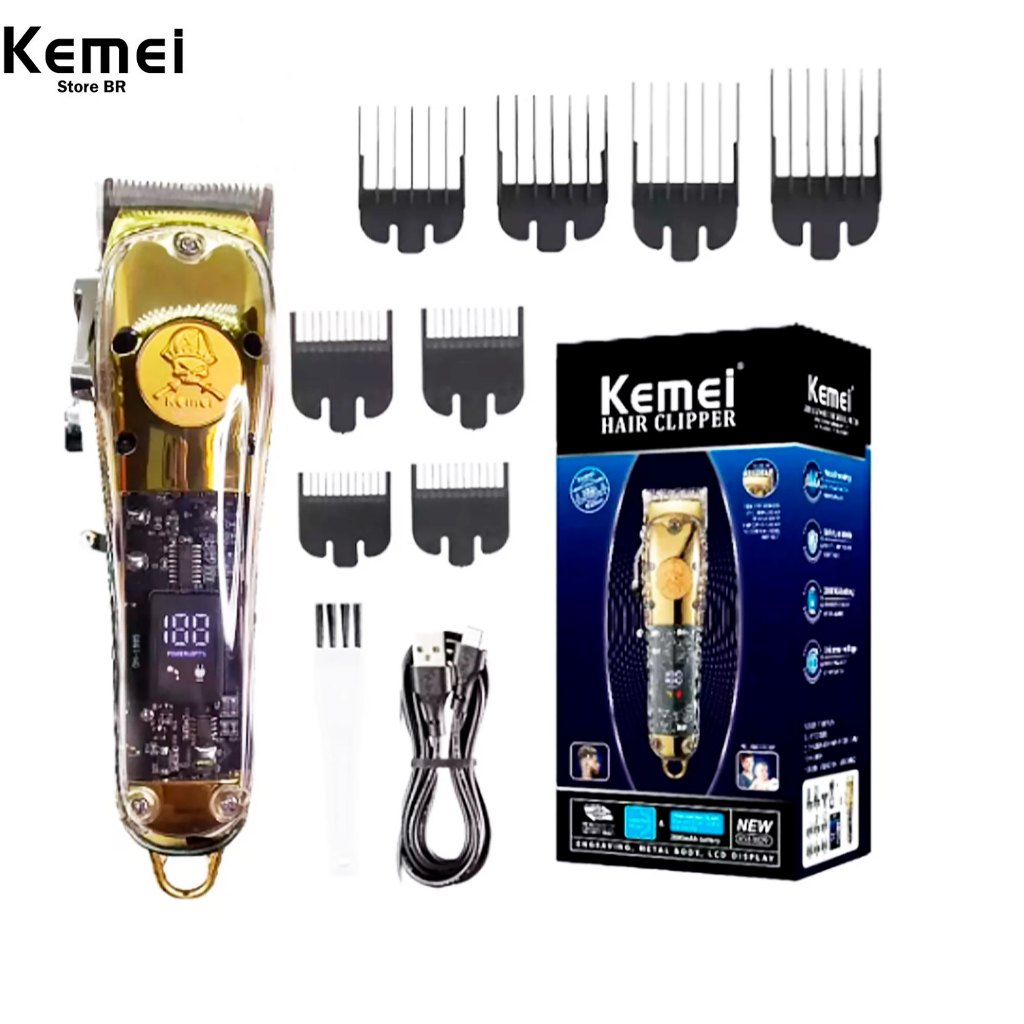 Maquina De Cabelo Kemei Km1829 Dourada Bivolt Profissional Maquina De Cabelo 110v220v Portátil KEMEI em Oferta na Shopee