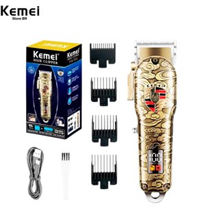 Aparador de corte sem fio para homens, profissional Hair Clipper, display LCD, Km-2130 em Oferta na Shopee