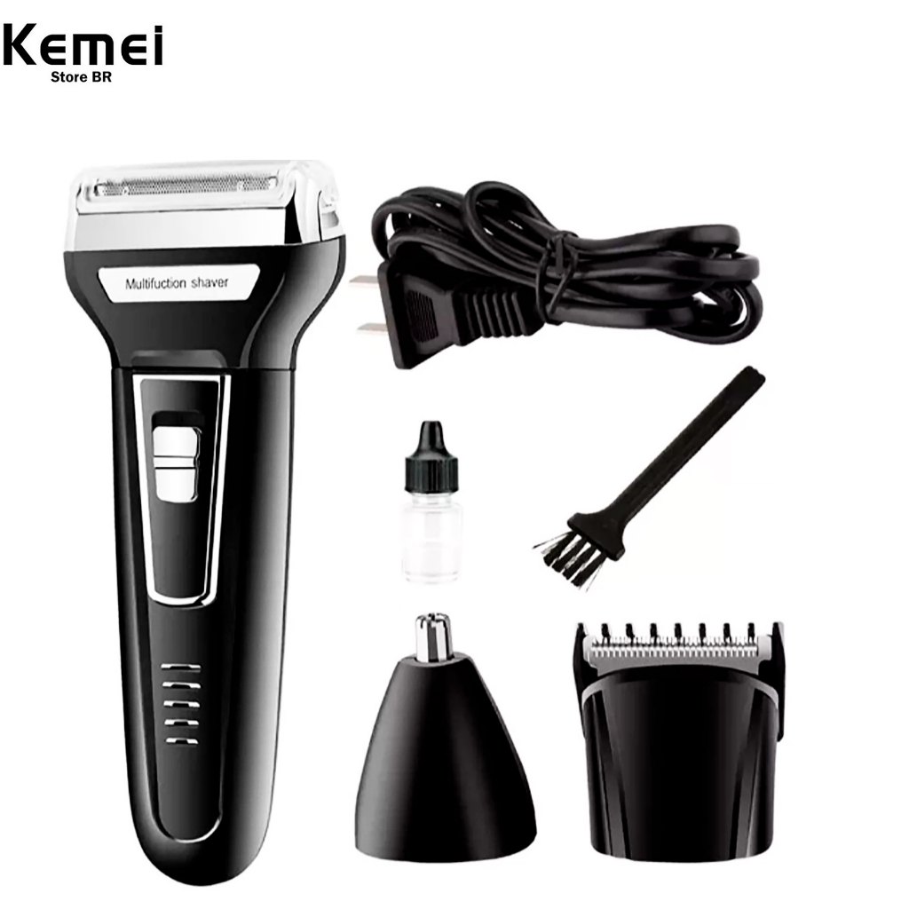 Aparelho De Barbear Depilador km 6558 Recarregável Elétrico 3 Em 1 - Beauty