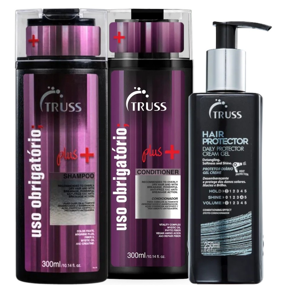 Truss Plus + Shampoo e Condicionador 300ml +Hair Protector  250ml