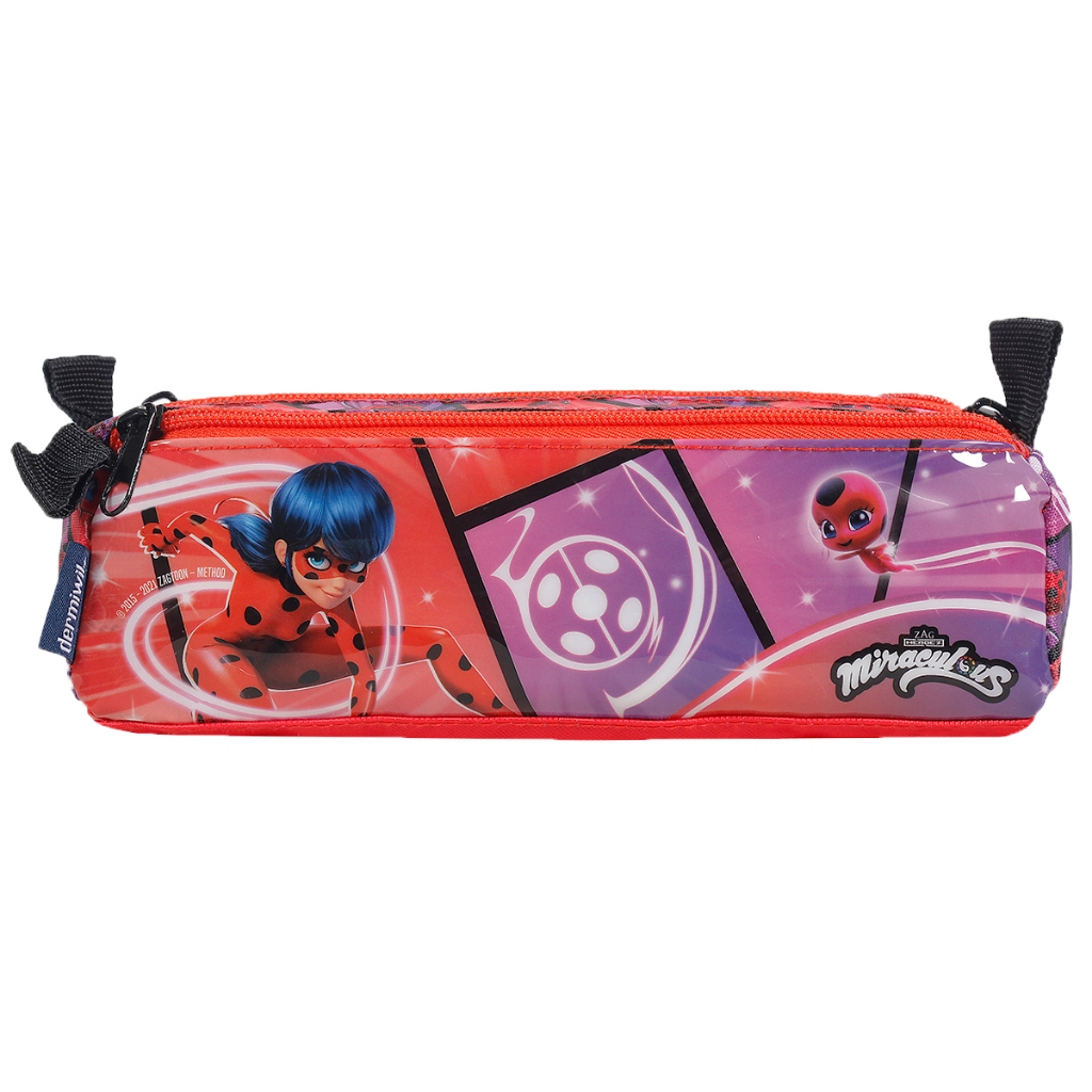 Estojo Com Três Bolsos Escolar Miraculous Ladybug Feminino Infantil