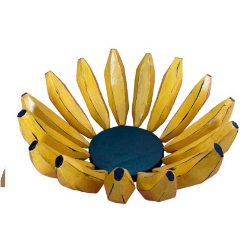 Fruteira De Mesa Artesanal Banana De Madeira Redonda Para Mesa Decoração Feita Em Madeira Formato Banana Rústica