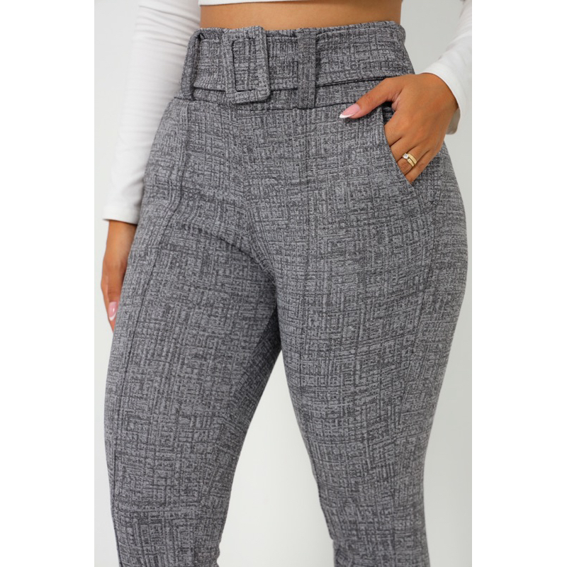 calça leggings feminino skinny jackar mesclas tecido linho com cinto fixo com muito elastano em Oferta na Shopee