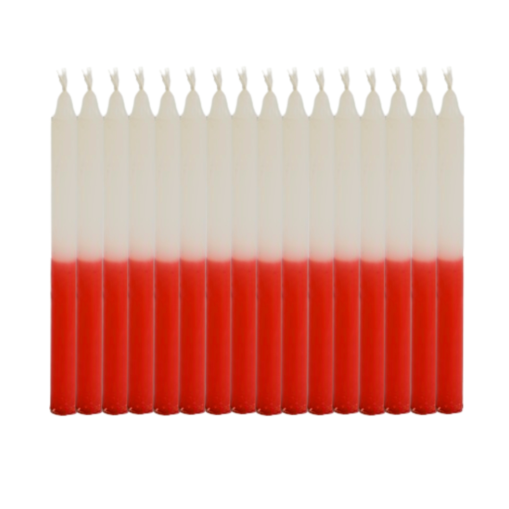 1 Kg Vela Palito Bicolor Branca/Vermelha 18cm Parafina em Oferta na Shopee