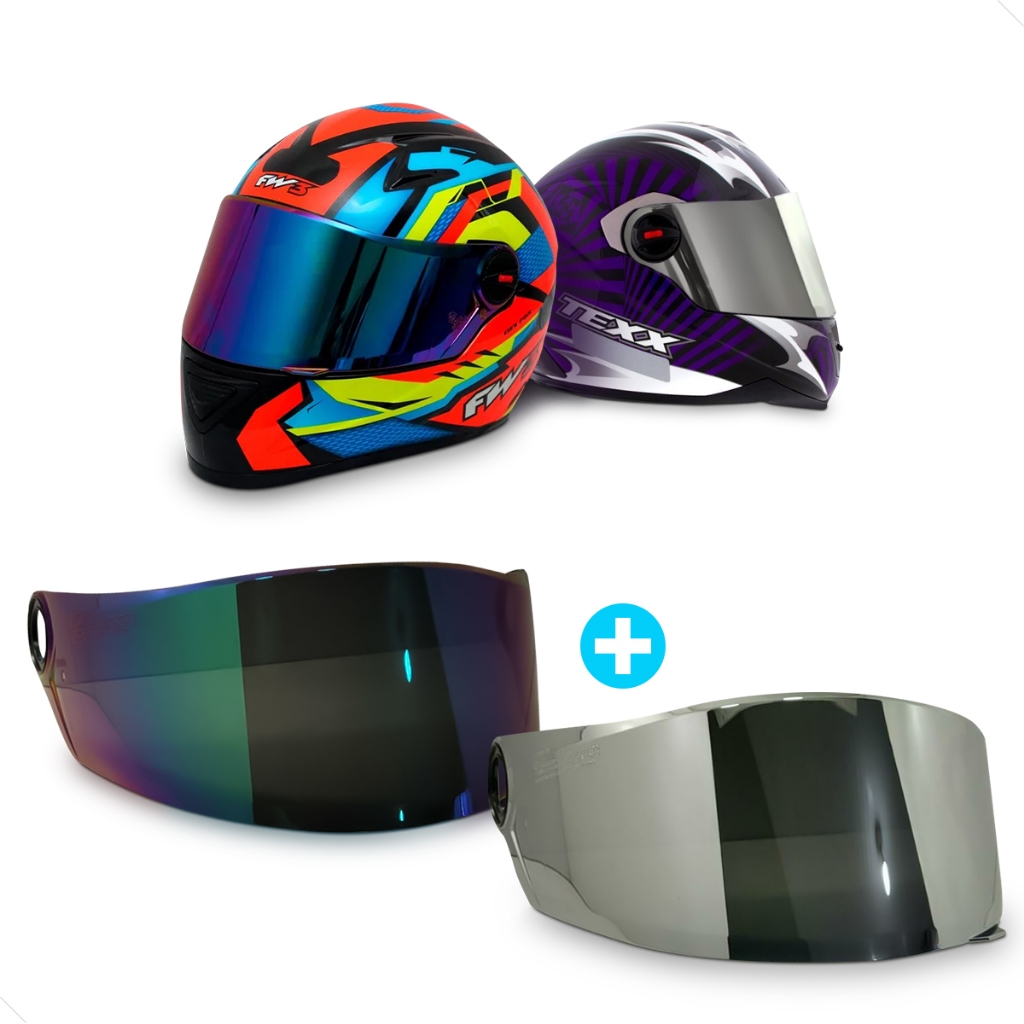 Kit 2 Viseiras Polarizadas Antirisco Capacete Moto Ls2 Ff358 Ff396 FW3 GT'S Texx Action Helt Strada