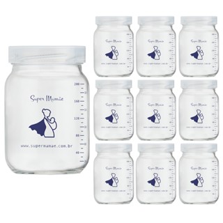 Kit com 10 Potes de Vidro para Armazenar Leite Materno 200ml Com Graduação em Oferta na Shopee