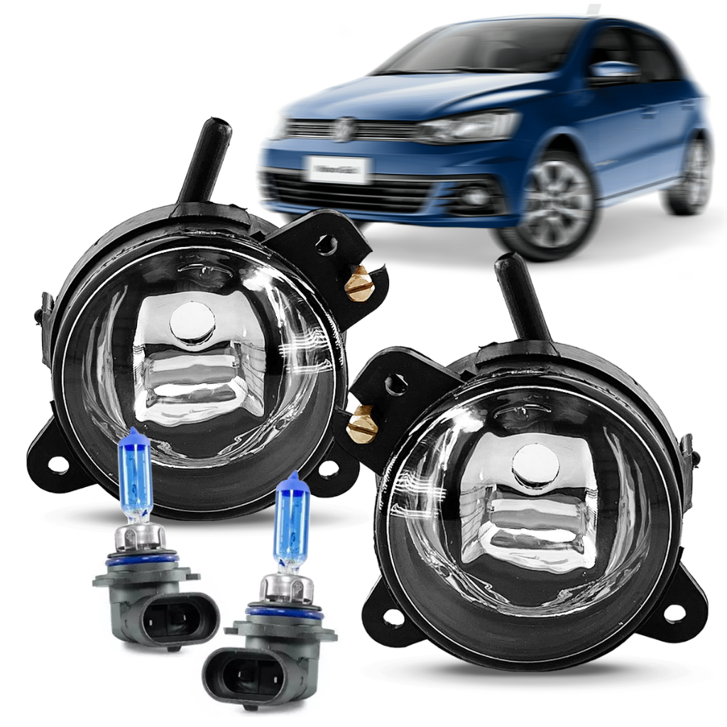 Par Farol Milha Neblina Auxiliar Volkswagen Gol G5 Parati Saveiro Voyage 2008 2009 2010 2011 2012 2013 Original Fortluz Lâmpadas Super Brancas Lente de Vidro HB4 Tipo Xenon Lado Direito Esquerdo Completo