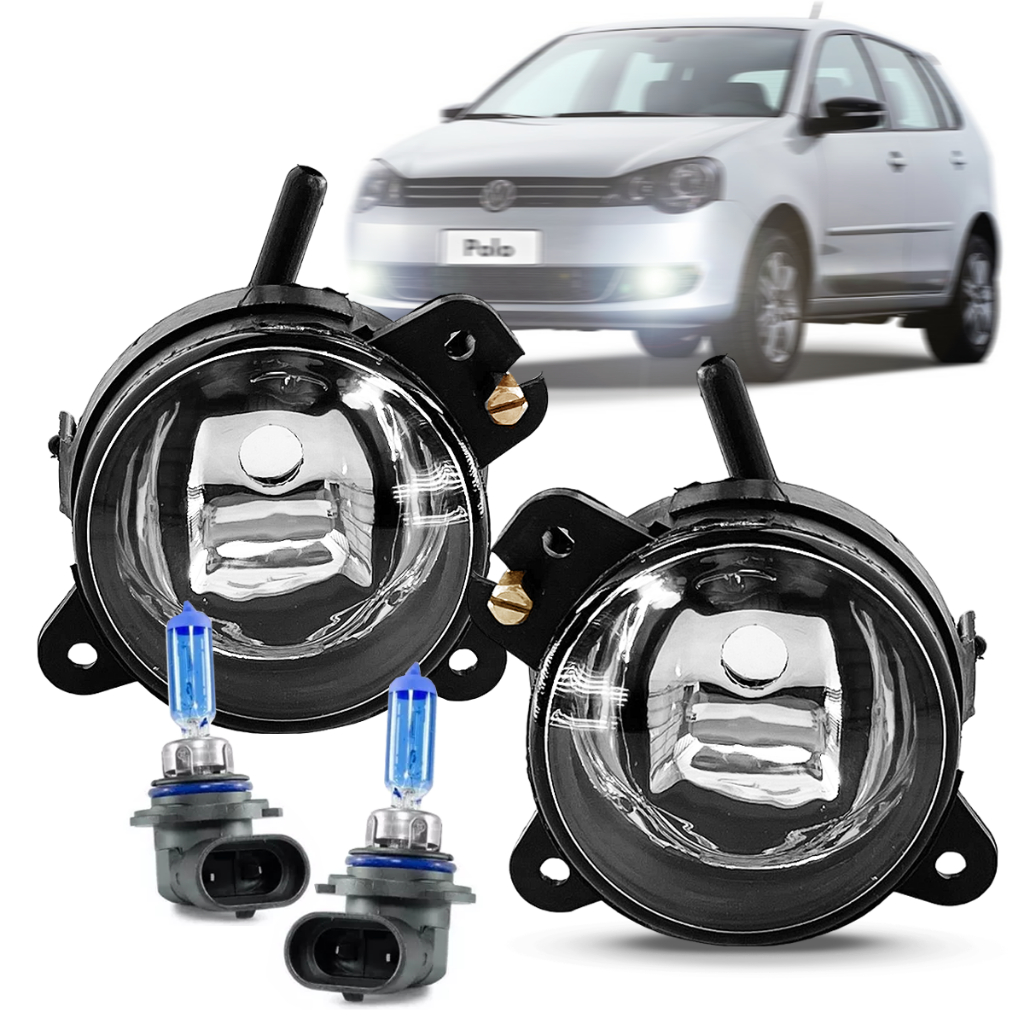 Par Farol Milha Neblina Auxiliar Volkswagen Polo 2007 2008 2009 2010 2011 2012 2013 Original Fortluz Lâmpadas Super Brancas Lente de Vidro HB4 Tipo Xenon Lado Direito Esquerdo Completo