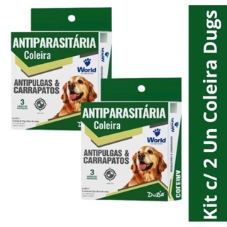 2 unidades Coleira antiparasitários contra Pulgas e Carrapatos Dug’s para cachorro - Barato Pets