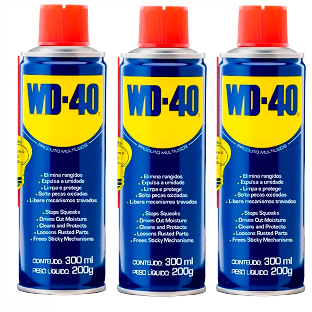 Wd40 Spray Multiusos - Desengripa Lubrifica 300ml - Kit C/3