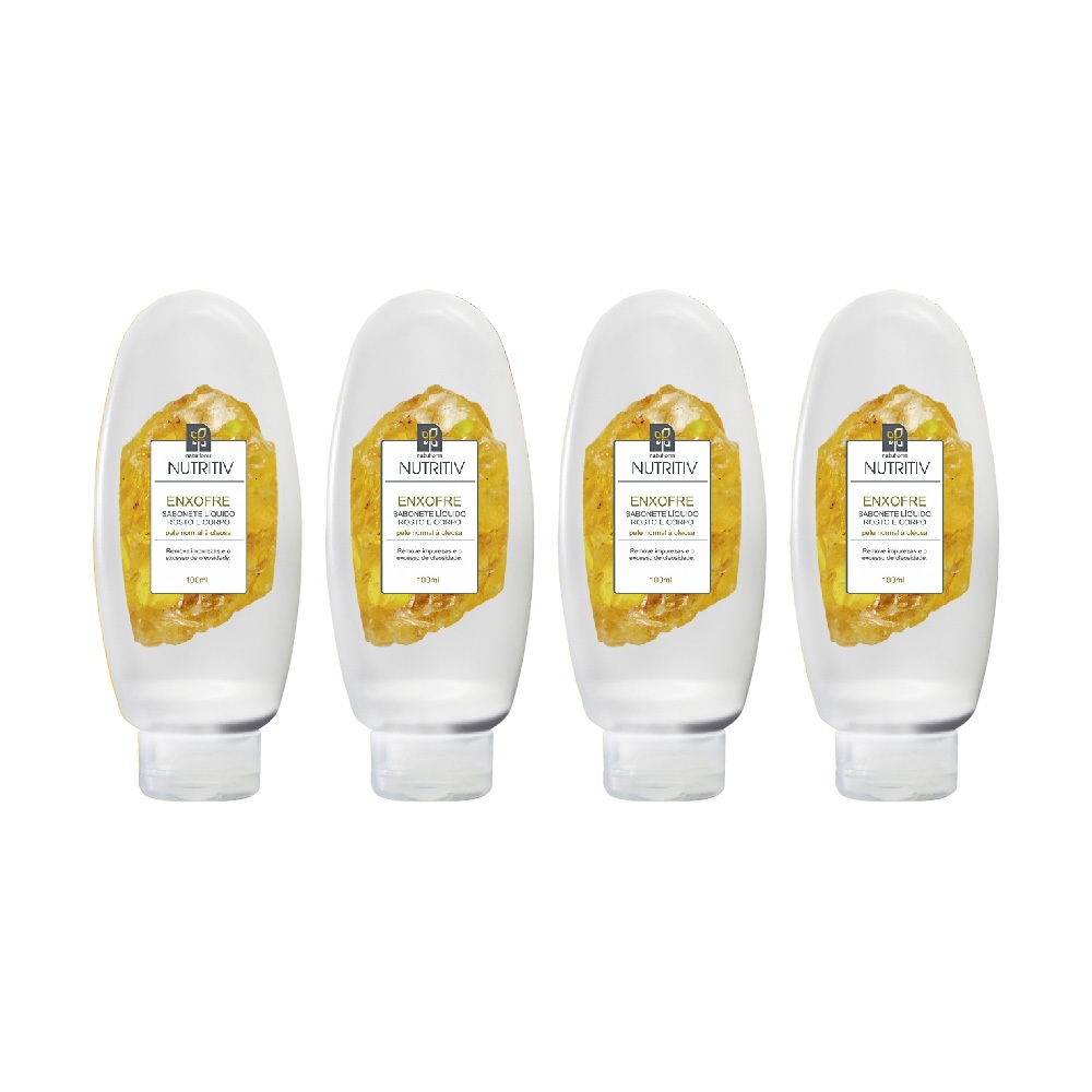 Kit 4x Nutritiv Sabonete Líquido com Enxofre 100ml para Rosto e Corpo Natuflores - Beauty