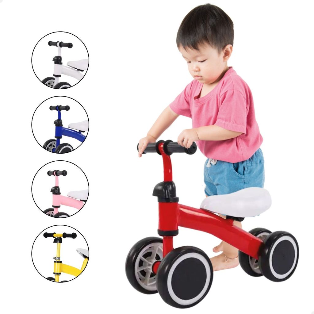 Bicicleta De Equilíbrio Andador Infantil Sem Pedal 4 Rodas