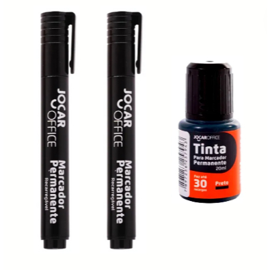 Kit 2 Marcadores Permanente Recarregável Com Tinta em Oferta na Shopee