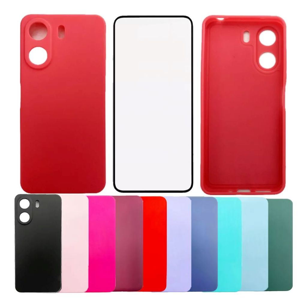 Kit Capinha Capinha Case Silicone Aveludada Colorida Para Samsung Galaxy + Película Vidro Para J2 PRIME/J5 PRIME/J7 PRIME/J4 PLUS/J6 PLUS/J5 PRO/J7 PRO/J2 CORE/J4 CORE