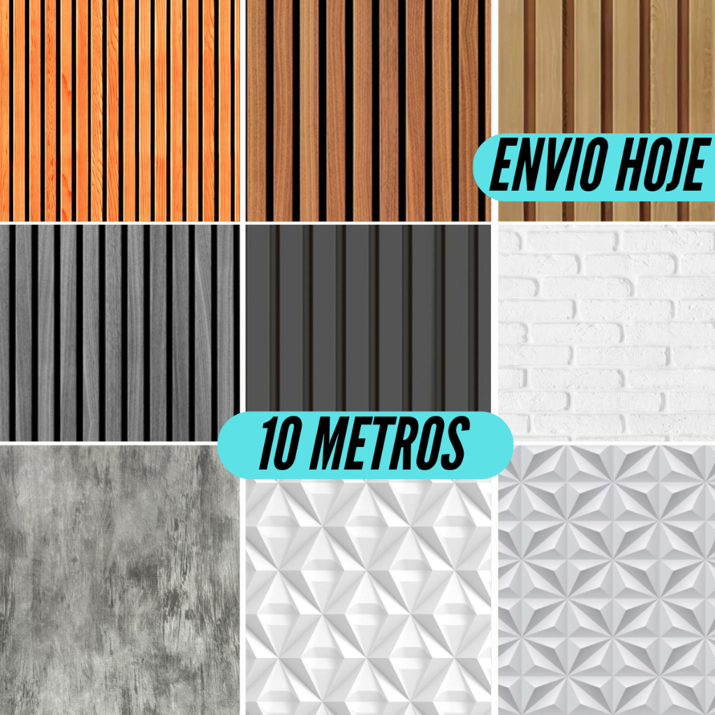Papel de Parede Ripado Madeira  Cimento Queimado Tijolinho Geométrico Mármore Branco Auto Adesivo