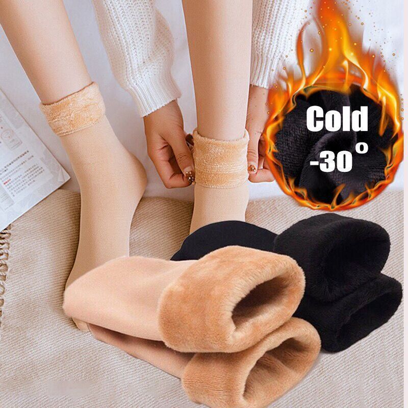 Kit pares de meias/meias soquete térmica grossa flanelada fleece inverno frio intenso