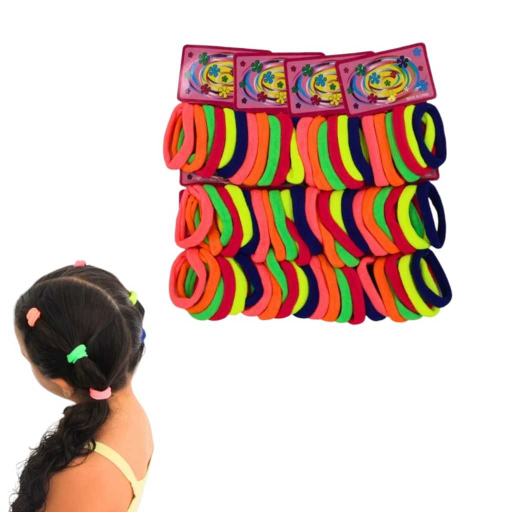 Kit 108 Xuxinhas Elastico Para Cabelo Infantil Juvenil Adulto Colorida Resistente Buchinhas
