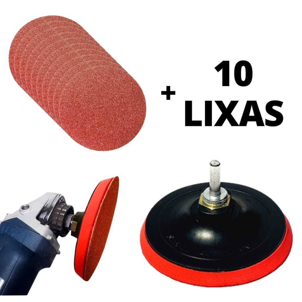 SUPORTE DE LIXA DE VELCRO 125 mm + 10 DISCOS DE LIXA + ADAPTADOR PARA   FURADEIRA/PARAFUSADEIRA/LIXADEIRA/ESMERILHADEIRA