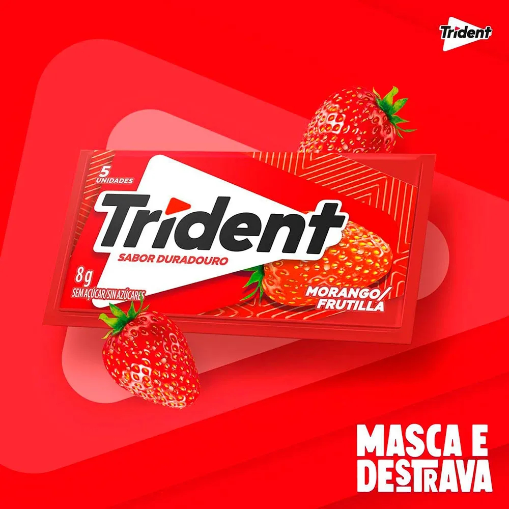 Chiclete Trident Morango - Goma De Mascar - Pct de 32g — imagem 2 de 2