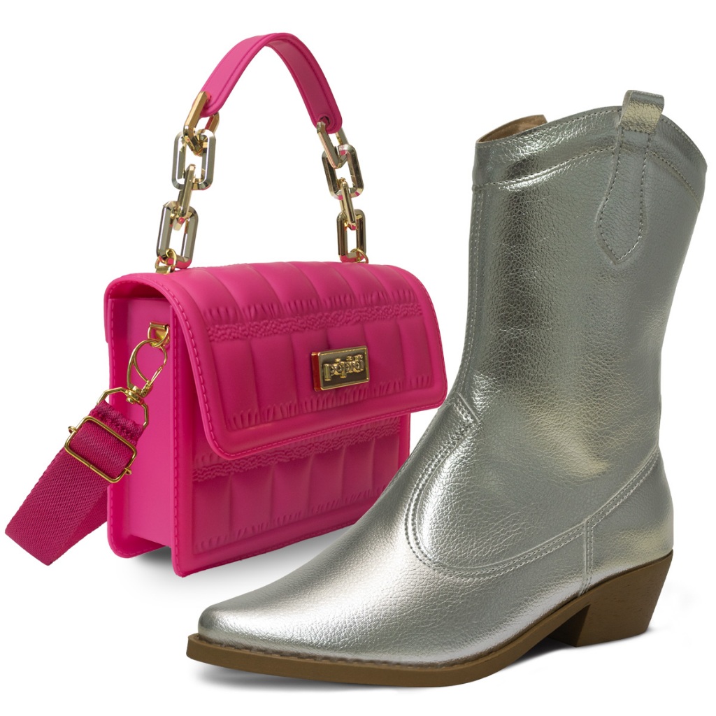 Kit Bota Texana Western Country Com Bolsa Moda Infantil Feminina Menina K09