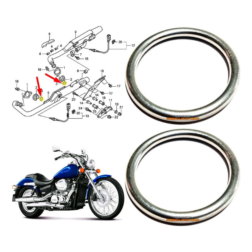 Anel Escape Vedação Dianteiro + Traseiro Honda Shadow 750