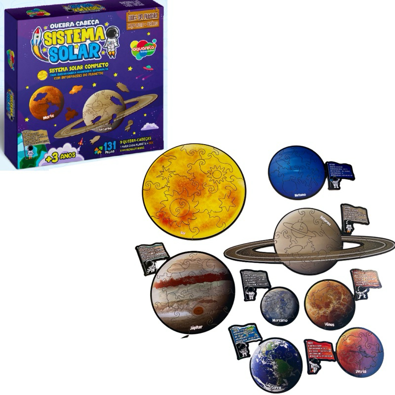 Quebra  Cabeça Sistema Solar Planetas Universo Brinquedo Educativo Pedagógico