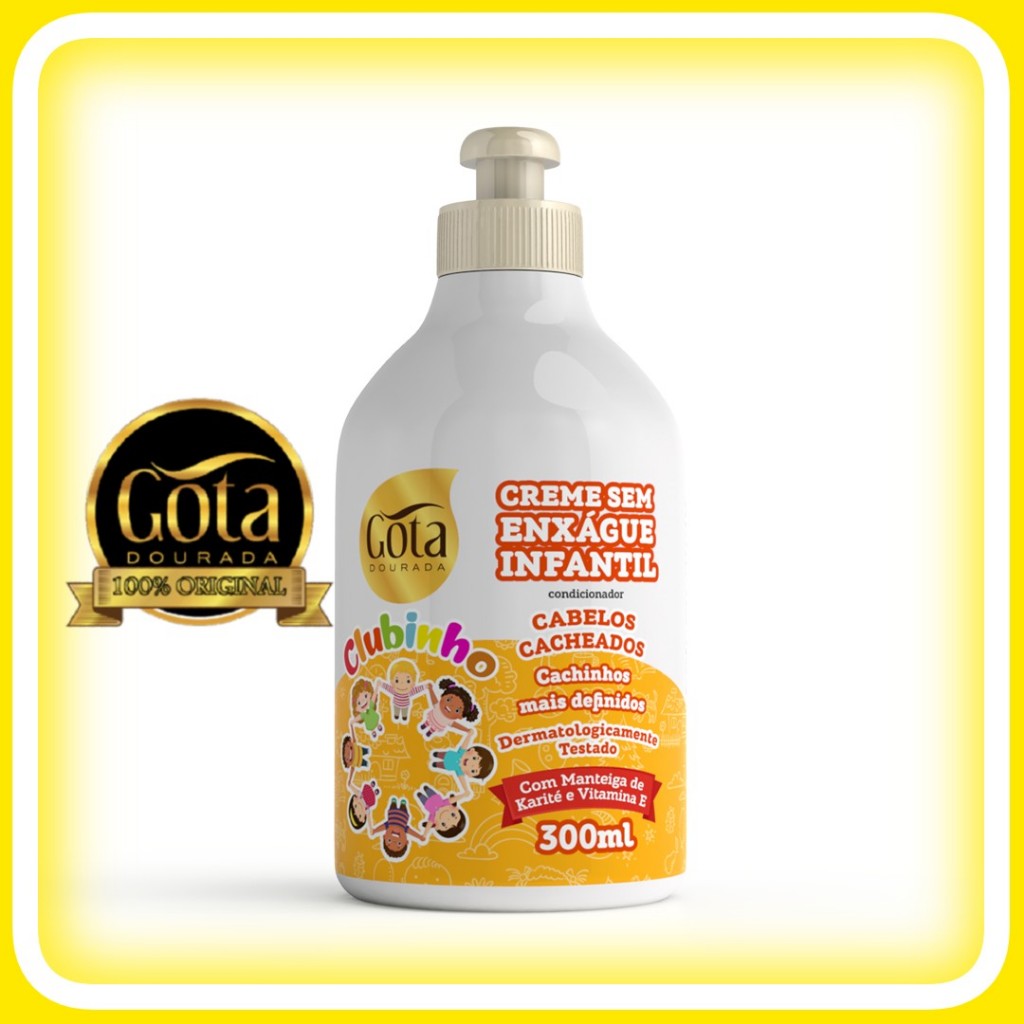 Creme de Pentear Clubinho para Cabelos Cacheados Gota Dourada 300ml