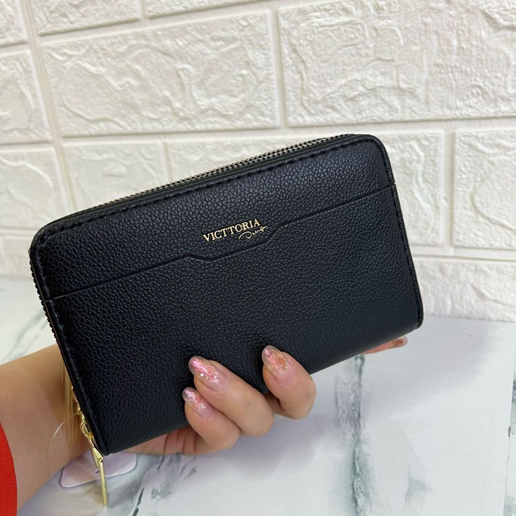 carteira feminina com zíper externo e interno média em Oferta na Shopee