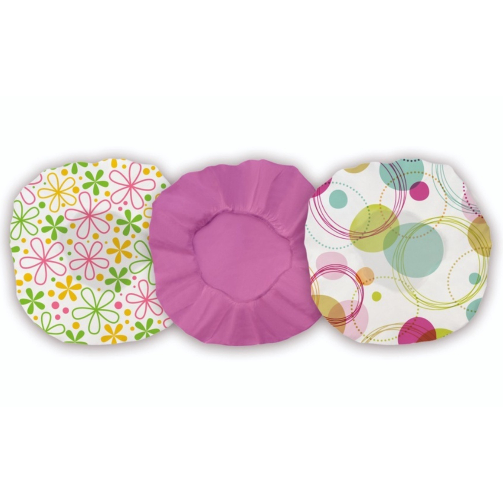 Kit 3 Touca de Banho c/ Elástico Prova d'Água Reutilizável Estampas Sortidas - Pronta entrega