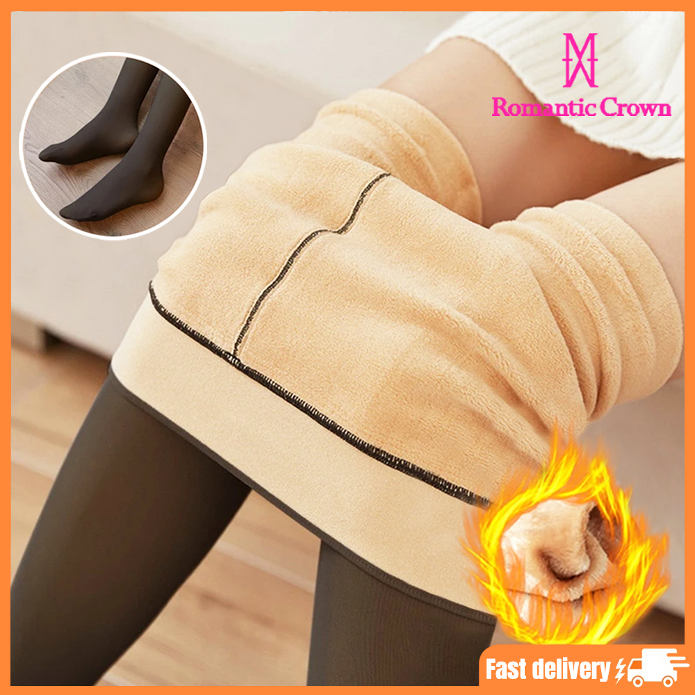ROMANTIC CROWN Meia-Calça Térmica Forrada Peluciada Translúcida De Lã Quente Feminina Para...