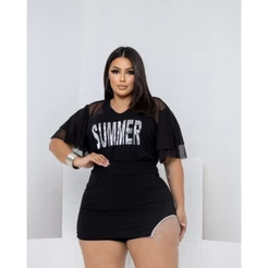 MODELO PLUS SIZE no conjunto ou avulso MODA PLUS SIZE REF 44 cód Summer franja