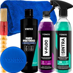 Kit Shampoo V-Floc pH Neutro Pneu Pretinho Sintra Fast Vonixx