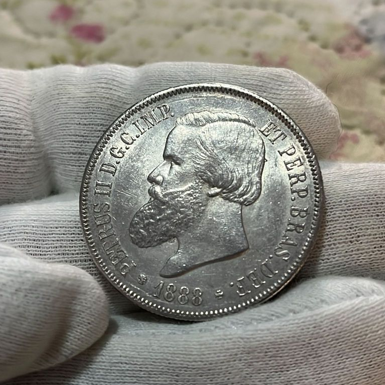 Moeda 2000 Réis 1888 Império Prata 25.50 Gramas Flor de Cunho