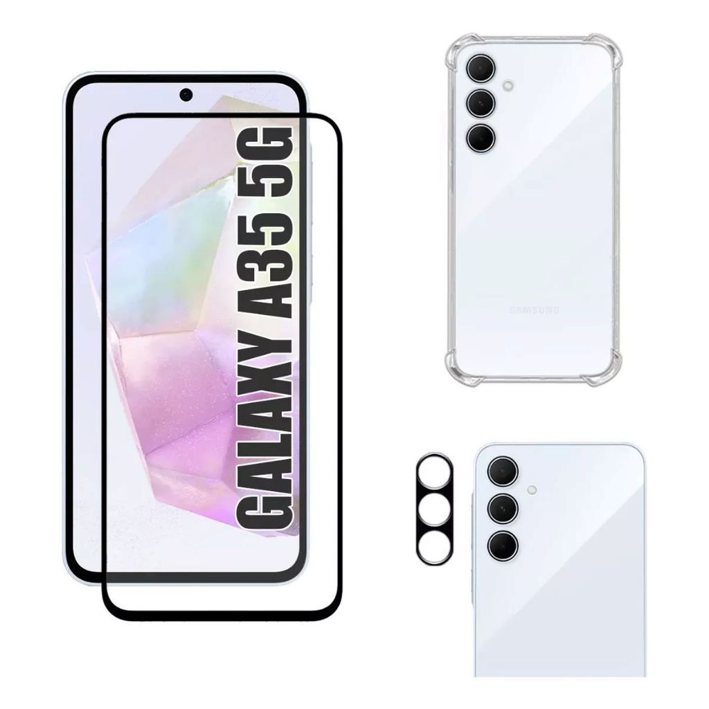 KIt Pelicula Vidro 3D Galaxy A35 + Capa Capinha Anti Shock + Pelicula Camera 3D em Oferta na Shopee