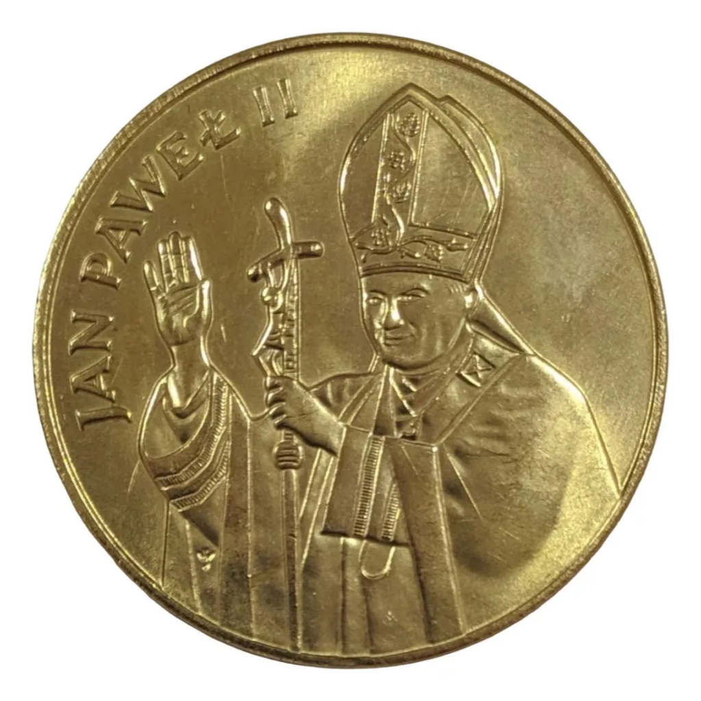 Moeda 10000 Zlotych Comemorativa Papa João Paulo I I- cópia banhada à ouro