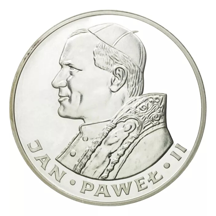 Moeda 10000 Zlotych Comemorativa do Papa João Paulo I I - banhada à Prata