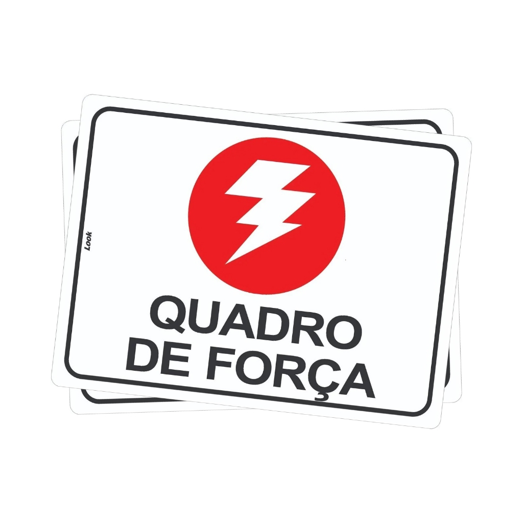 Kit 2 Placas Sinalização Quadro Identificação Força Energia Elétrica Distribuição Residencial Predio