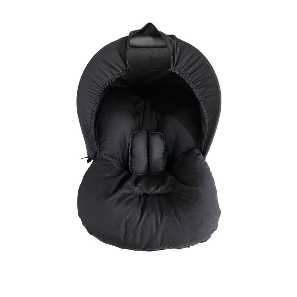 Capa para Bebe Conforto com Capota Solar e Protetor de Cinto Preto Liso